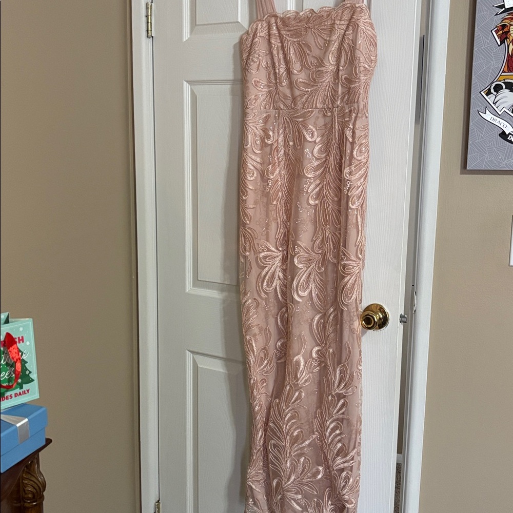 Adrianna Papell Blush Pink Embroidered Wedding Dress